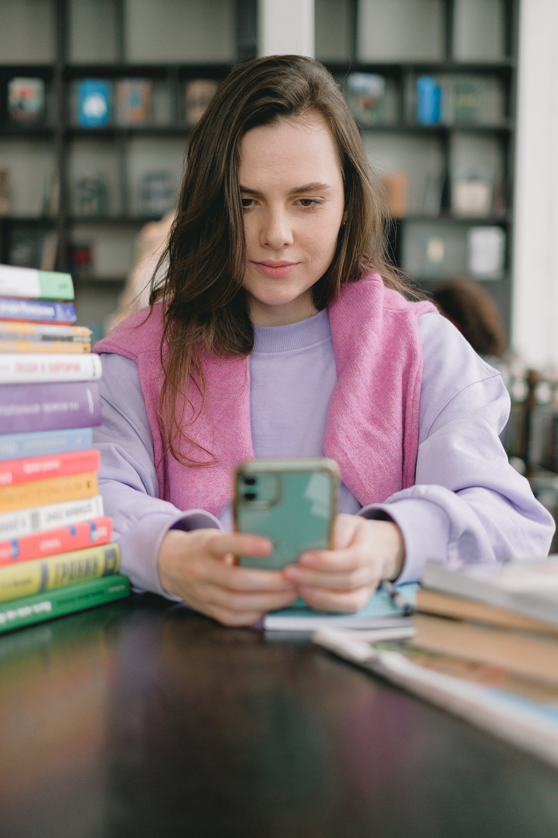 Girl finding a list of businesses in her area
