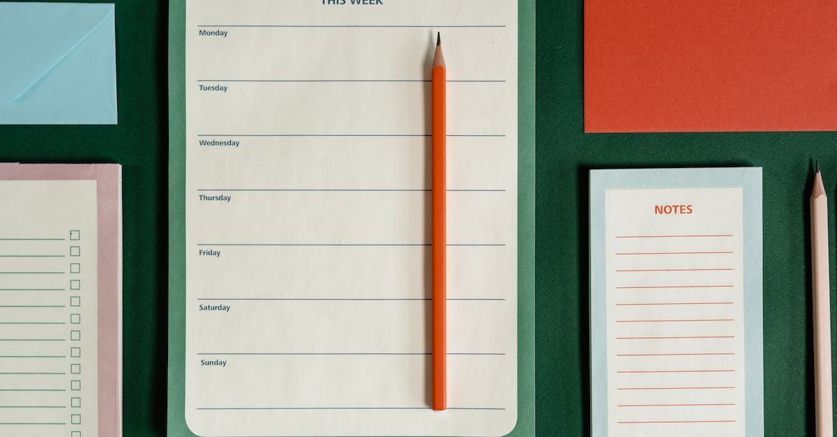 Pencils, notepad and calendar