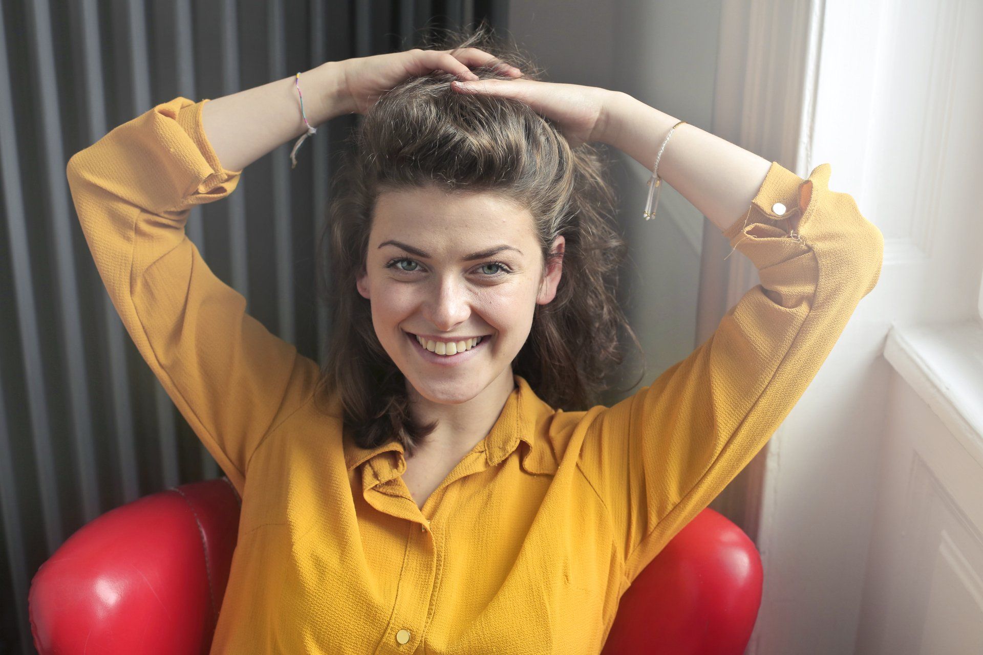 A happy positive business woman