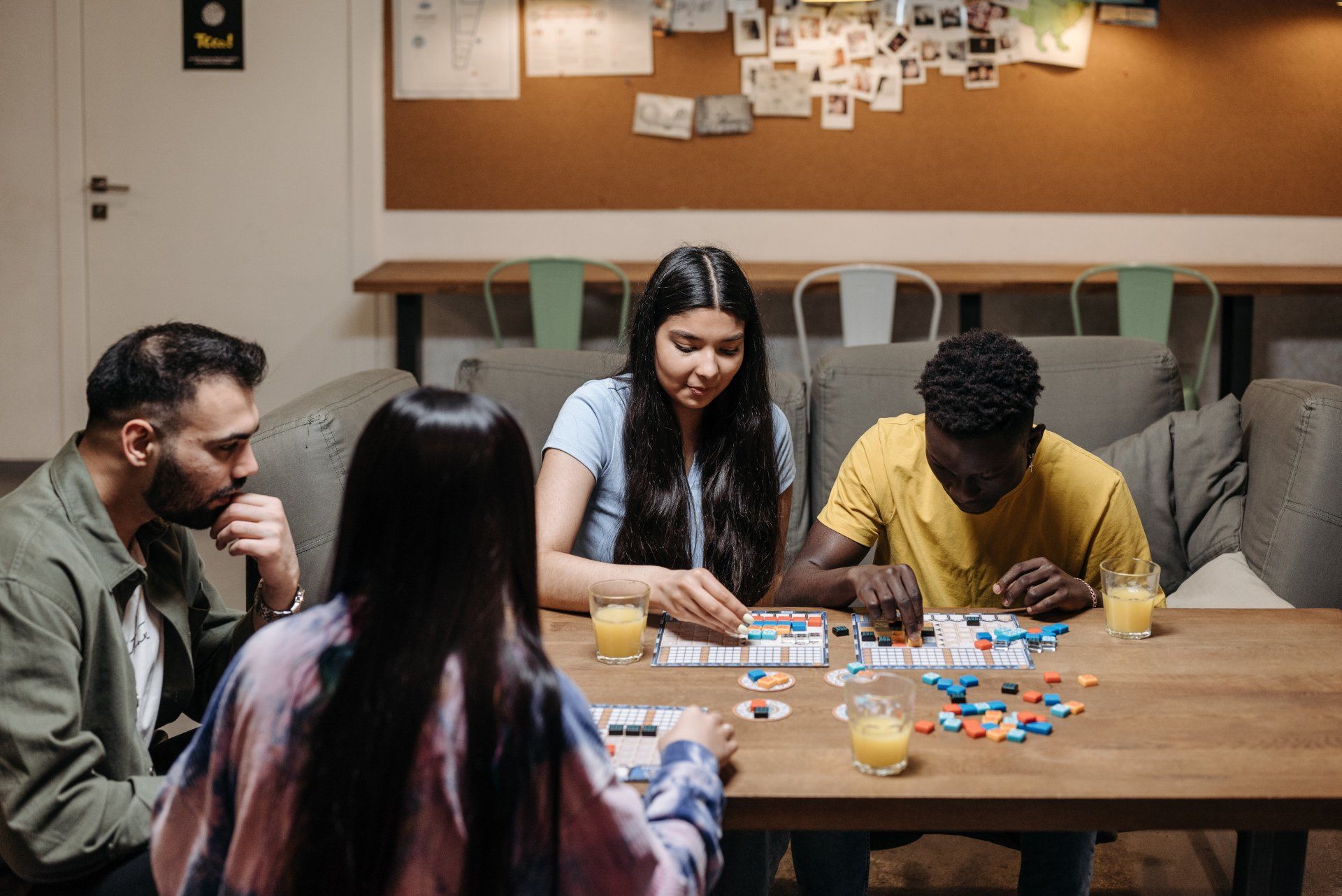 Group of people playing board games