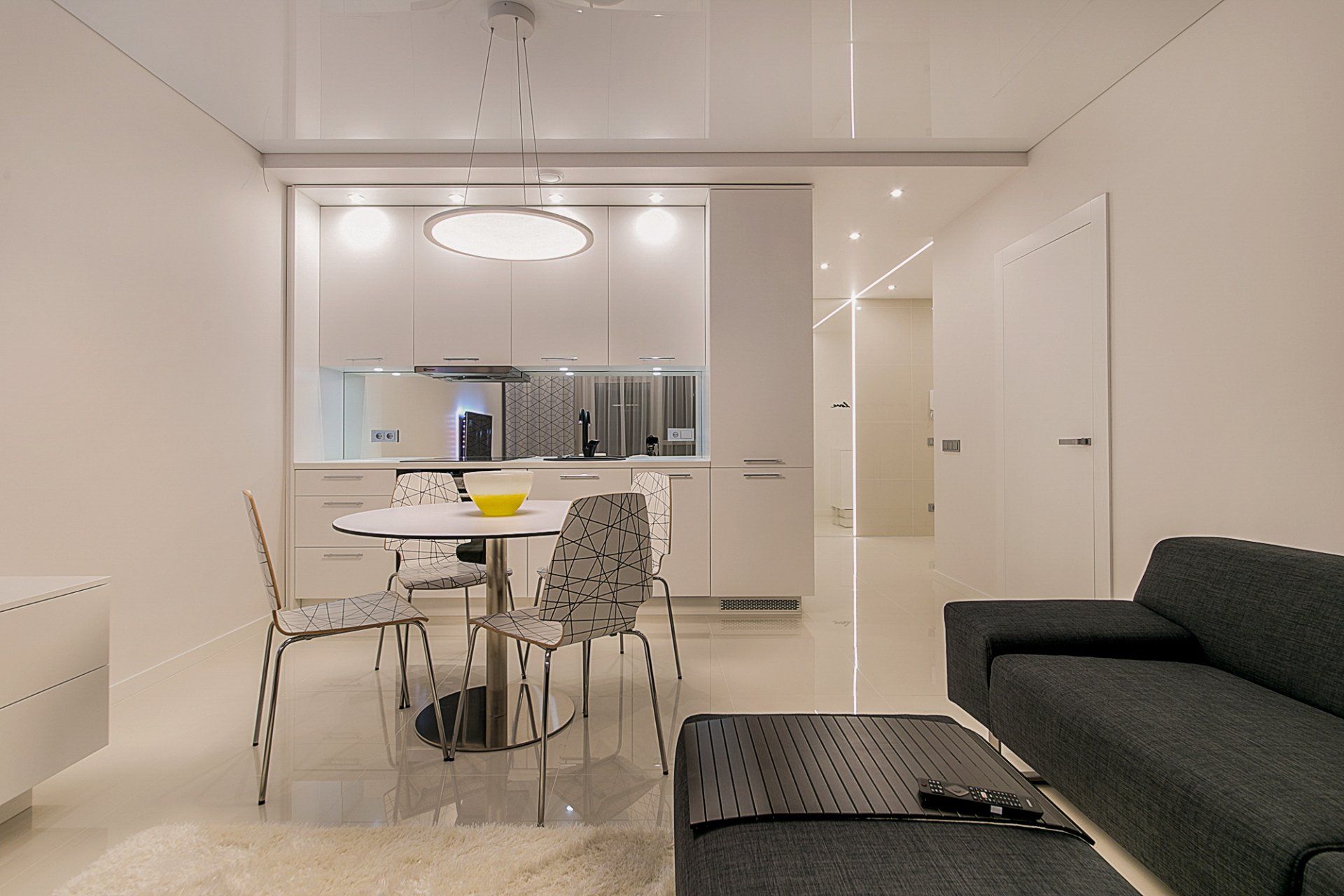 Picture of a modern, open plan student apartment painted in white by painters and decorators Southampton