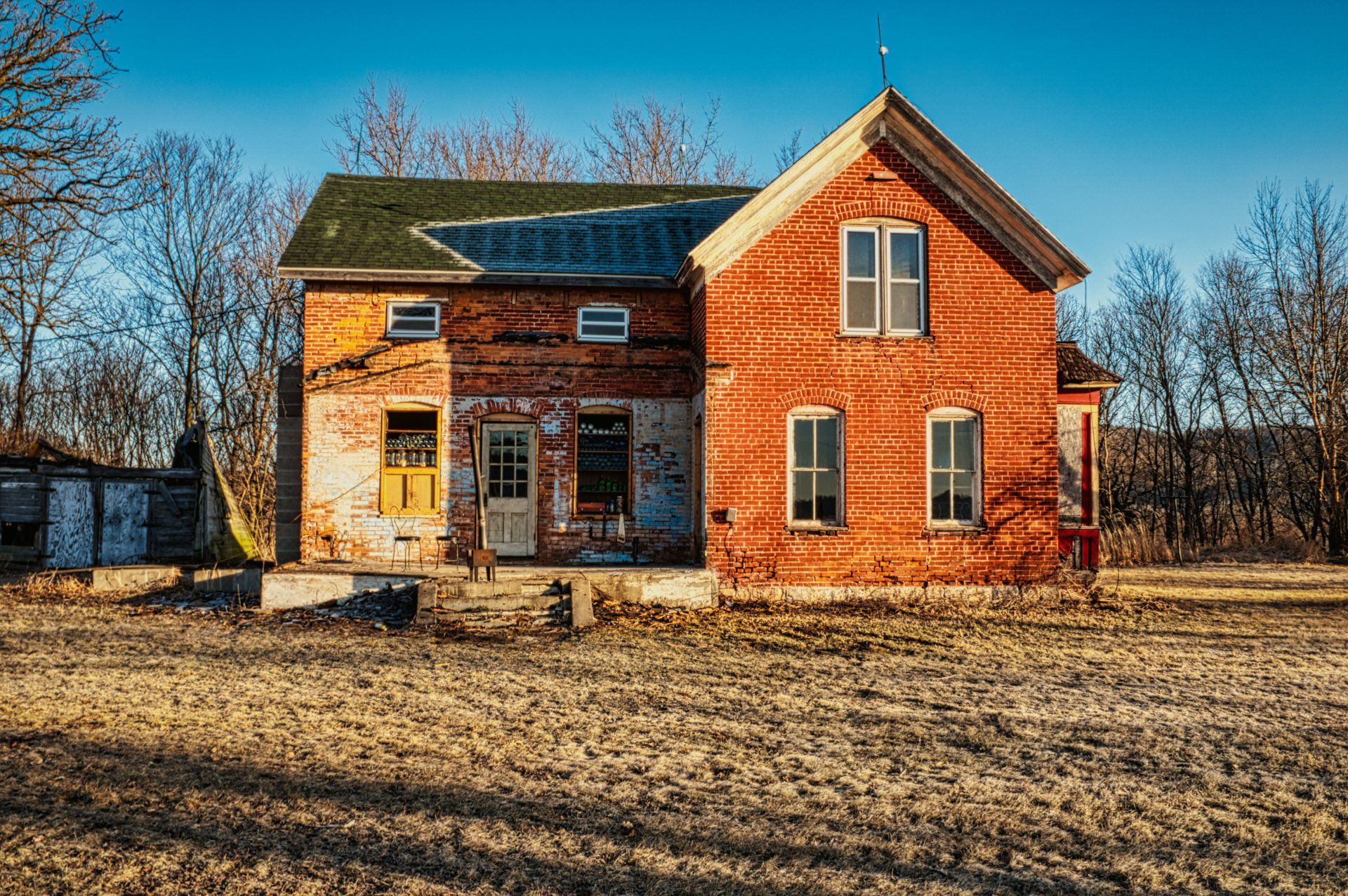 Two-story house in need of repairs