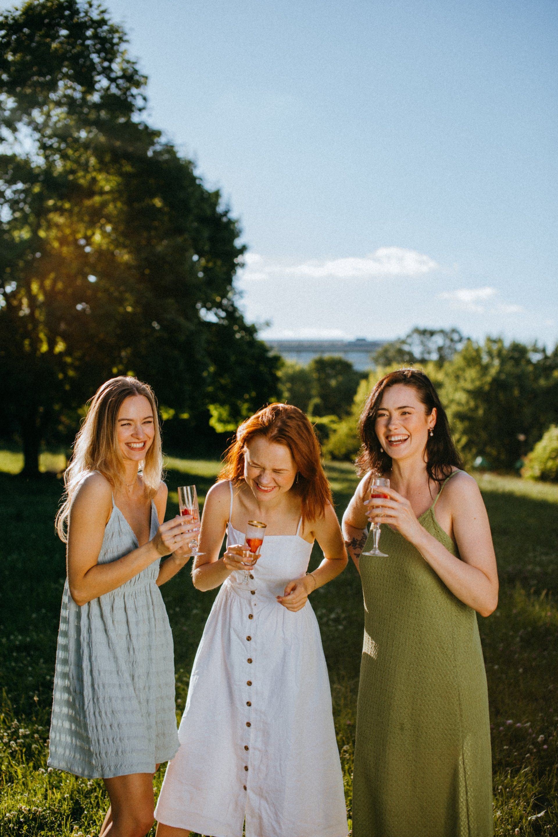 Group of girls enjoying themselves on private transportation wine tour.