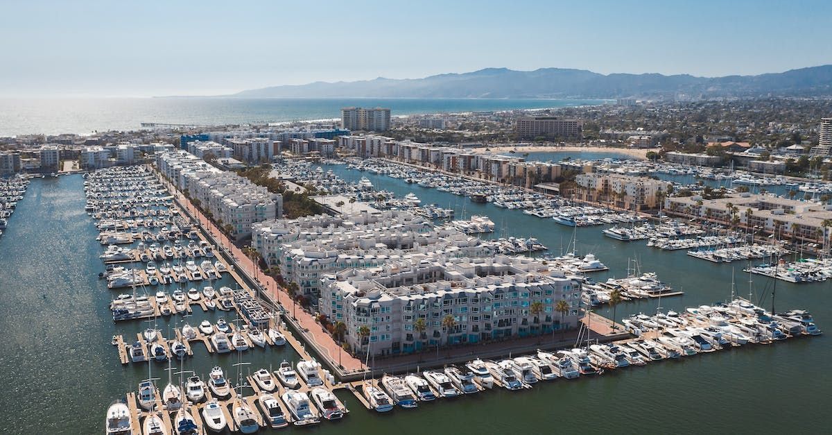 Aerial view of Esprit Marina del Rey, an apartment complex in California, United States.