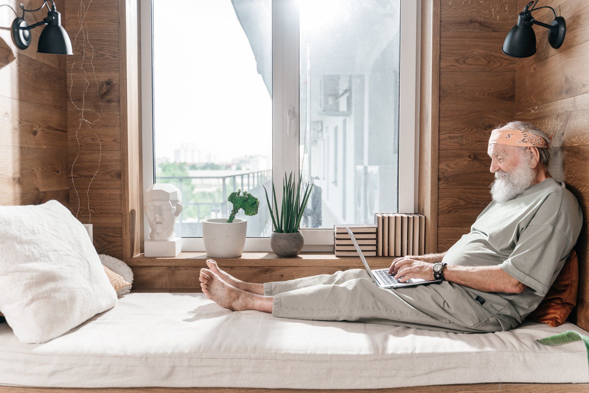 a man on bed