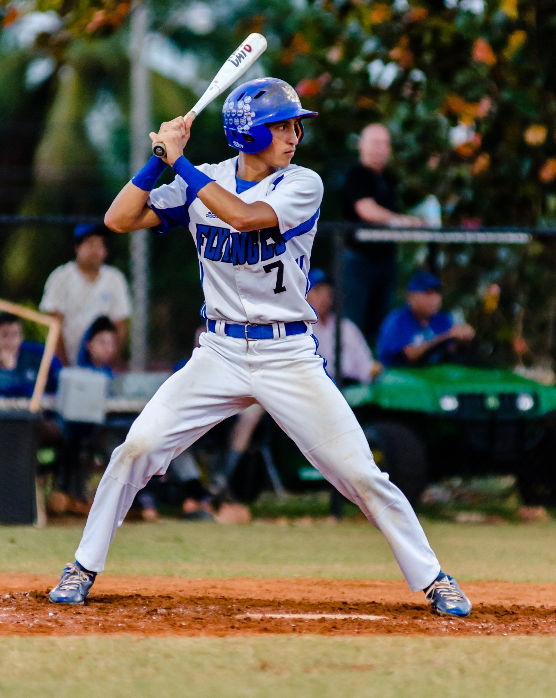 Batter gearing up to swing the batters box during a baseball game
