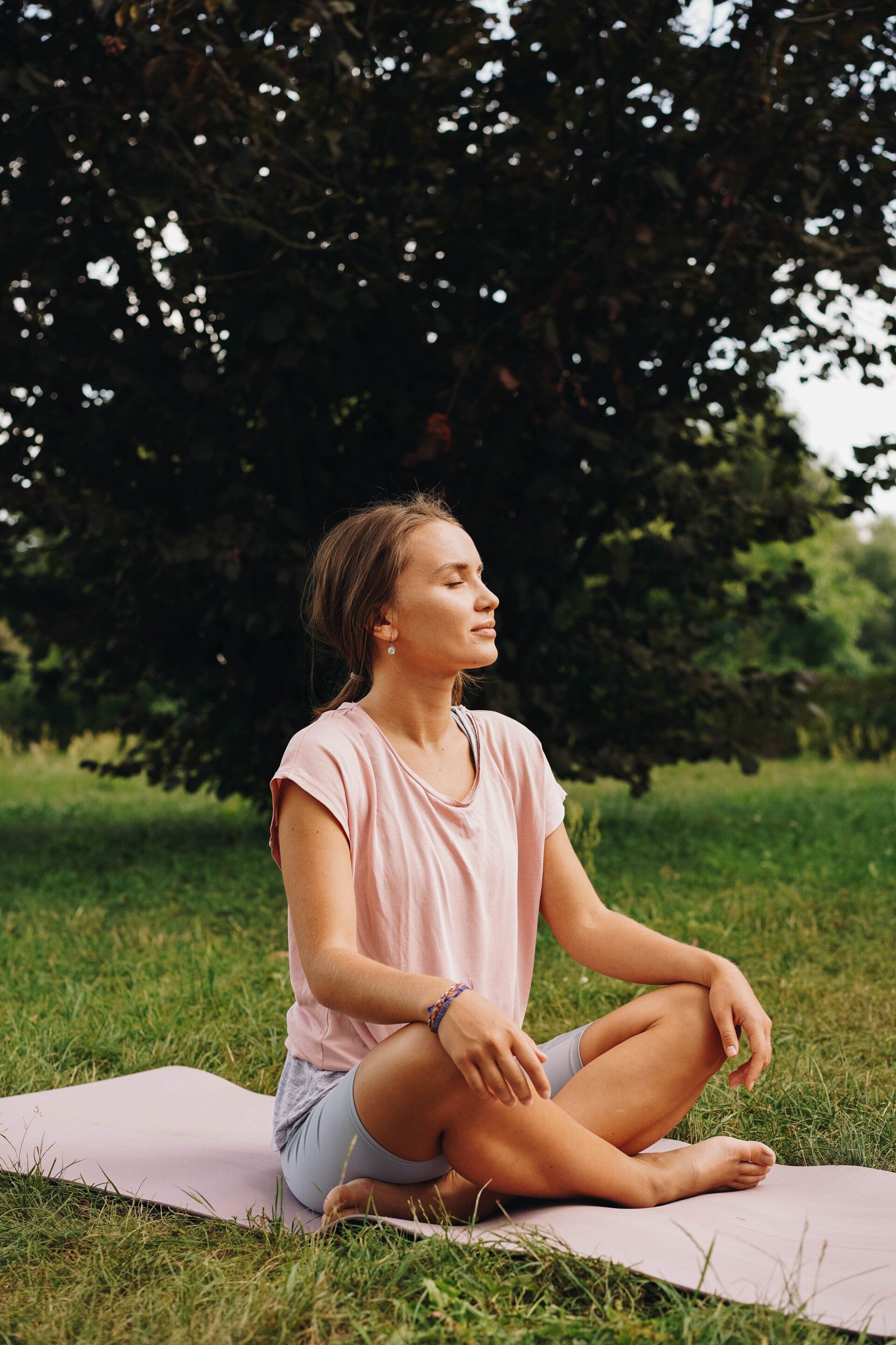 meditating in a park