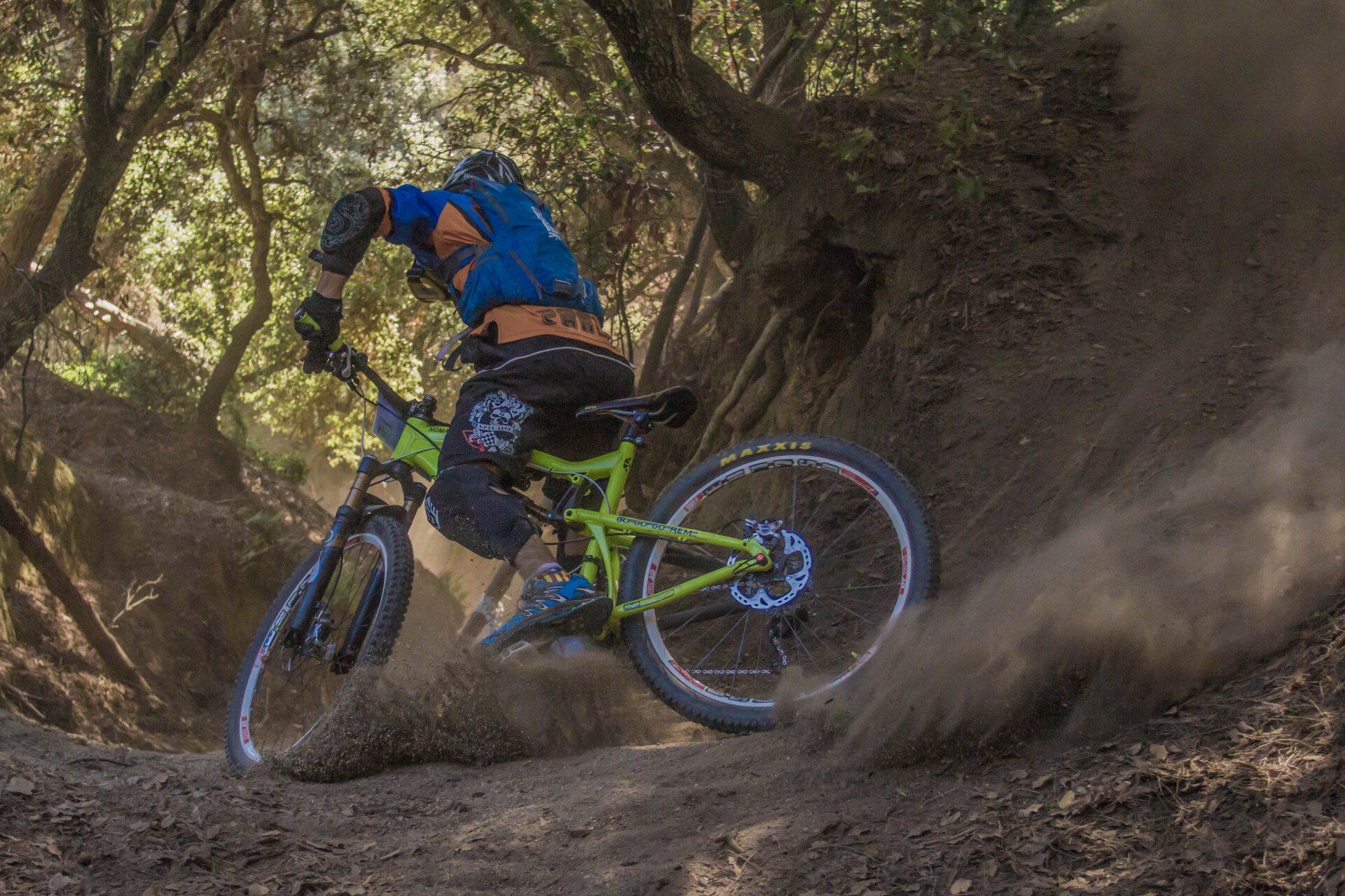 mountain biker going around a corner