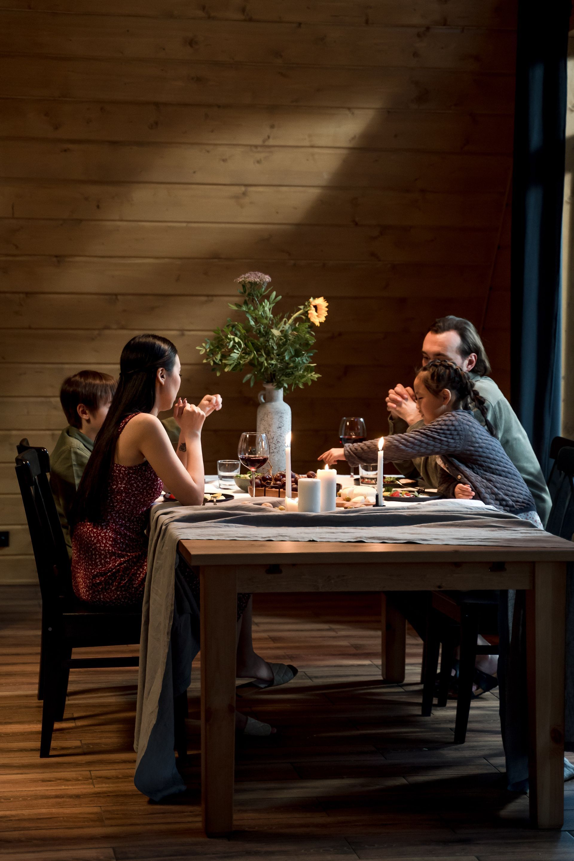 family having dinner