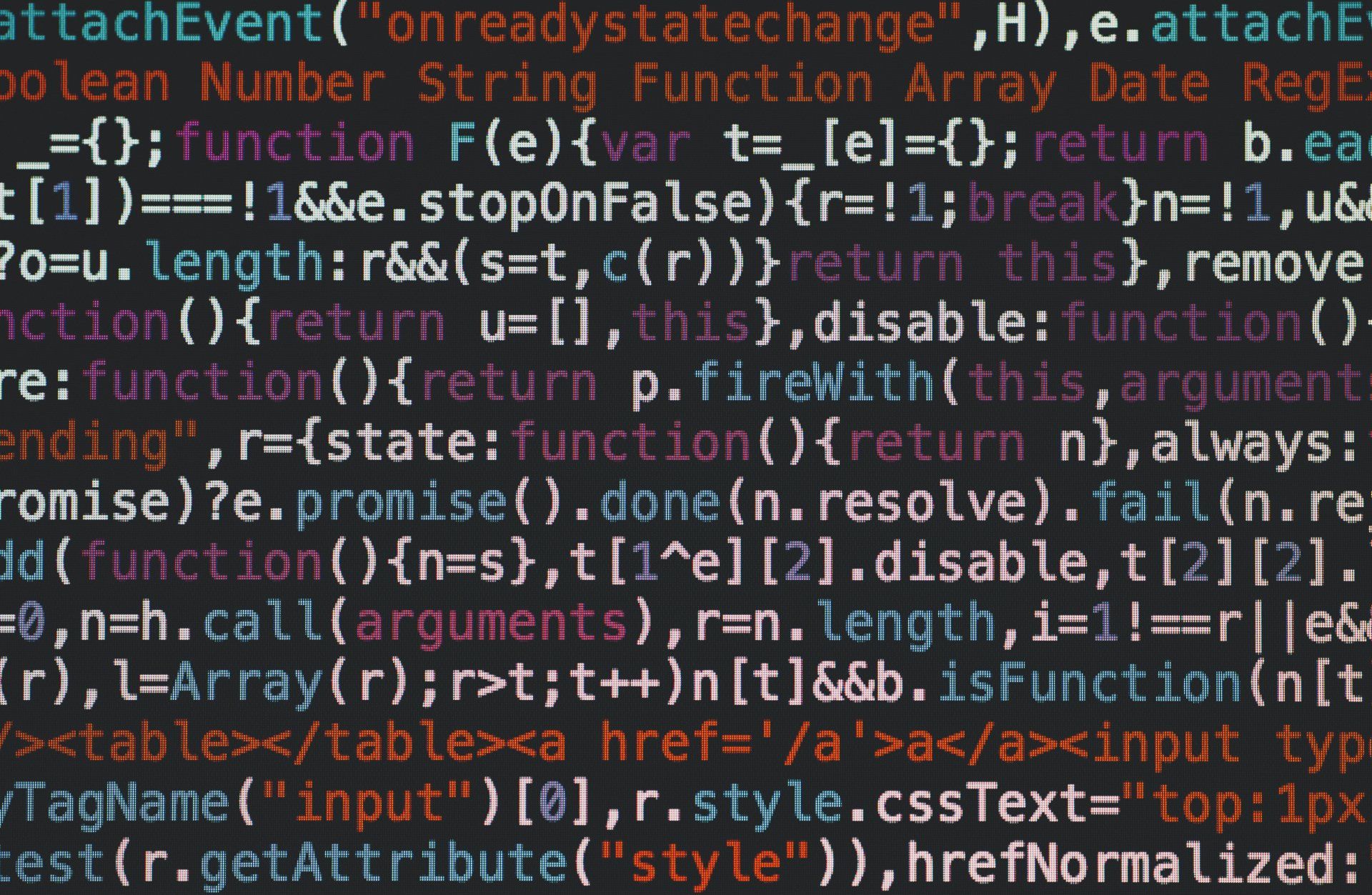 A bunch of code that says attach event on it
