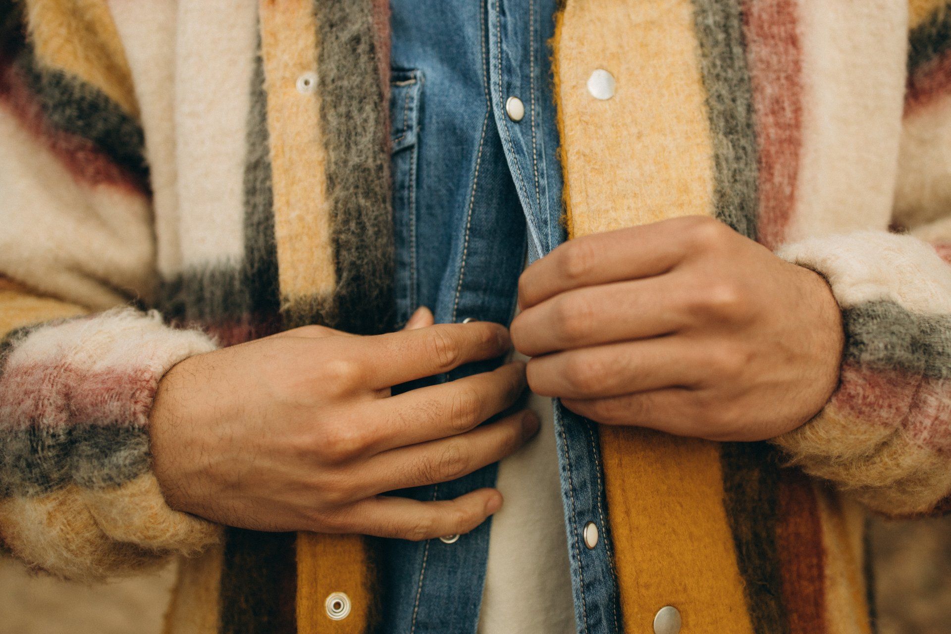 buttoning a shirt