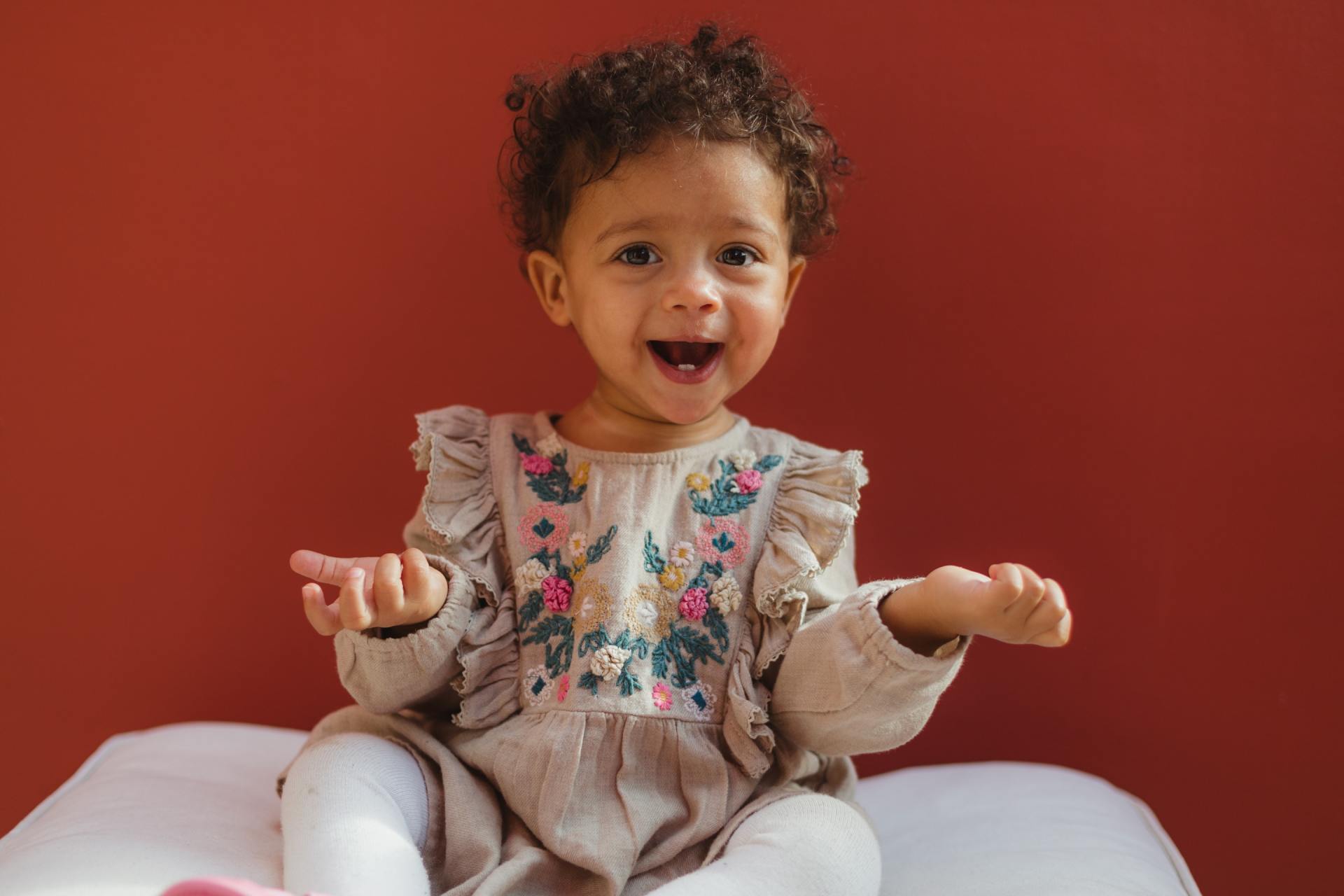 Young toddler looking suprised