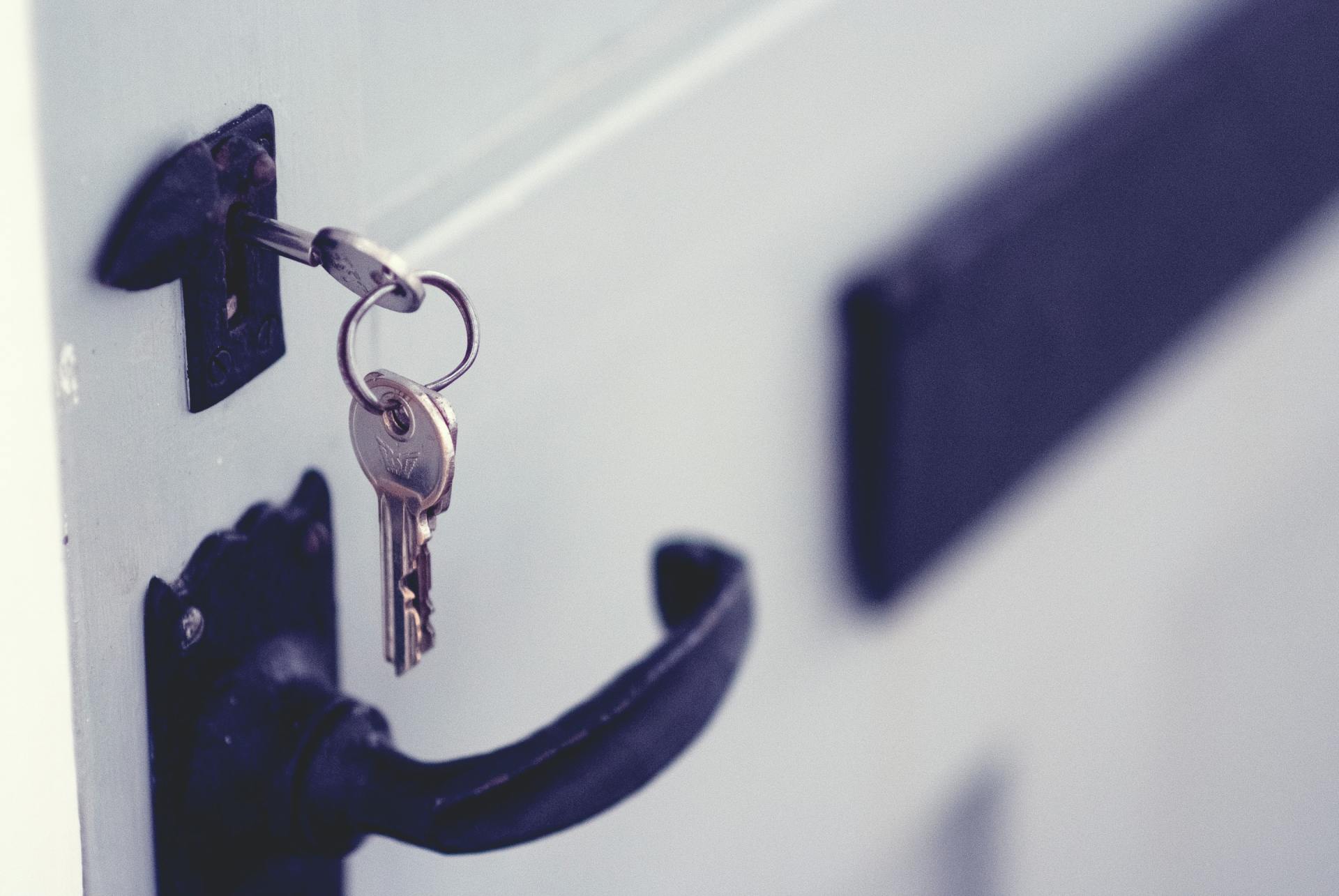 key in door and link to Resident portal log in page