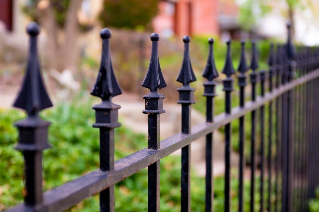 close up of wrought iron balusters